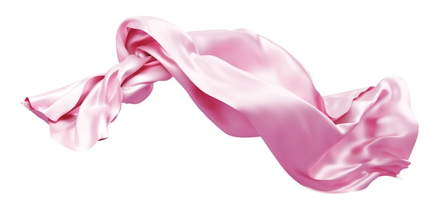 Rosa stoff im wind fliegen isoliert auf weißem hintergrund 3d-rendering