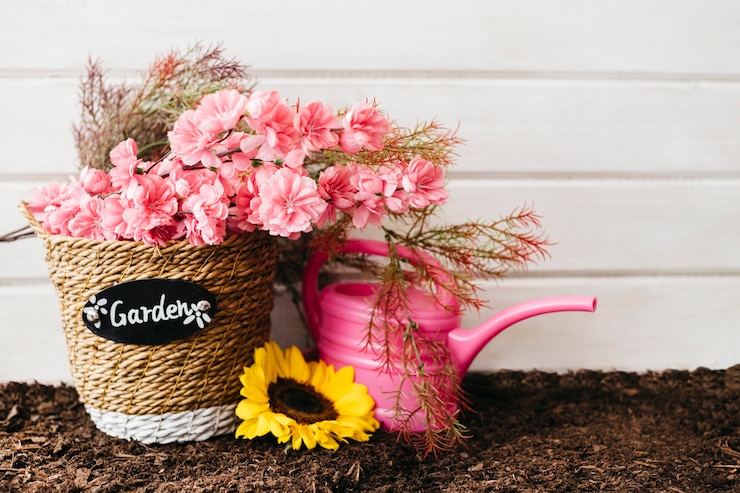 Kostenlose Foto rosafarbene gartendekoration