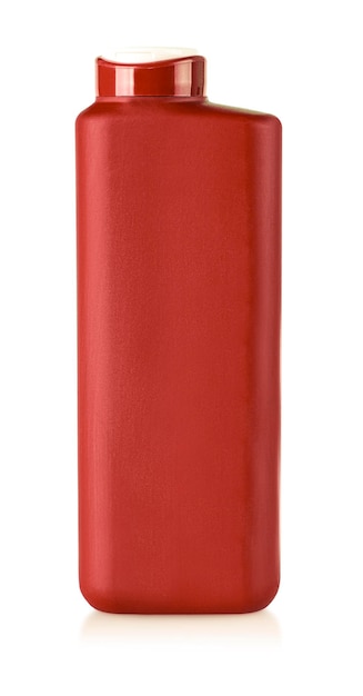 Rote plastikshampooflasche isoliert auf weißem hintergrund Premium Fotos
