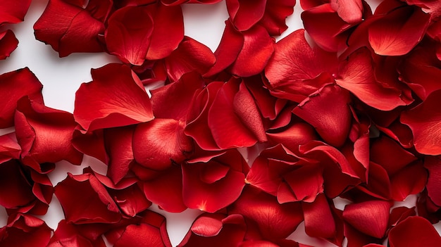 Kostenloses Foto rote rosenblätter auf weißem hintergrund