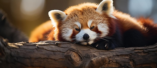 Kostenloses Foto roter panda schläft auf einem ast