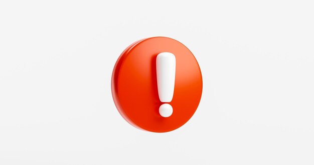 Rotes Ausrufezeichen Kreiszeichen Warnung oder Gefahr Risikomeldung Alarmproblem Symbol Hintergrundkonzept 3D-Rendering