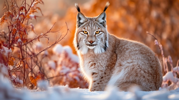 Kostenloses Foto rotluchs in der natur wintersaison