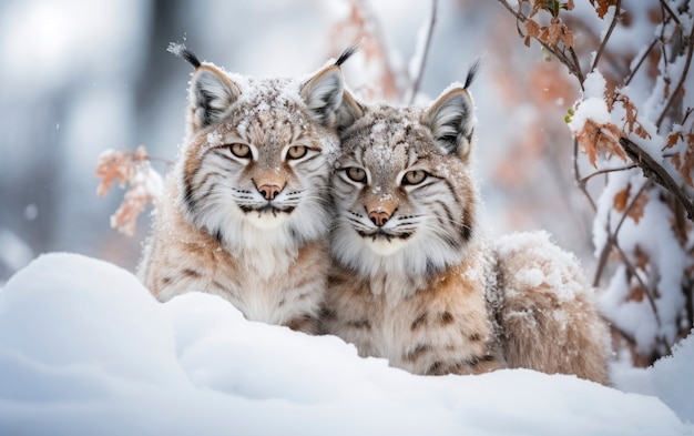 Kostenloses Foto rotluchs in der natur wintersaison