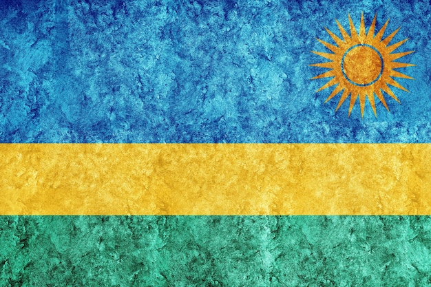 Ruanda Metallische Flagge, strukturierte Flagge, Grunge-Flagge