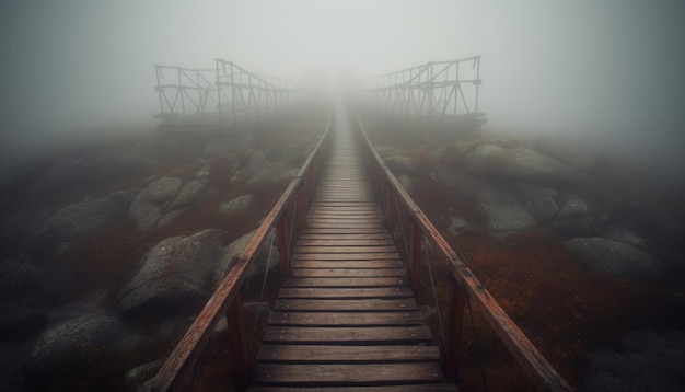 Kostenloses Foto ruhige gewässer säumen eine von menschenhand geschaffene brücke, die von ki erzeugt wird