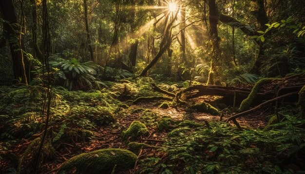 Ruhige Szene der generativen KI des tropischen Regenwaldwachstums