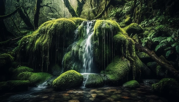 Kostenloses Foto ruhige szene der schönheit des feuchten tropischen regenwaldes, generiert von ki