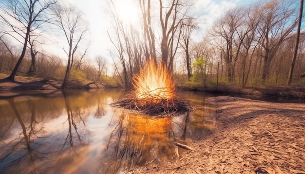 Kostenloses Foto ruhige szene voller naturschönheit in einer nicht-städtischen landschaft, generiert durch ki