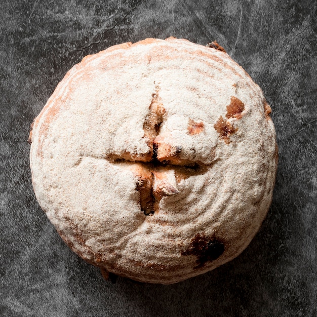 Rustikales Brot der Draufsicht auf Zähler