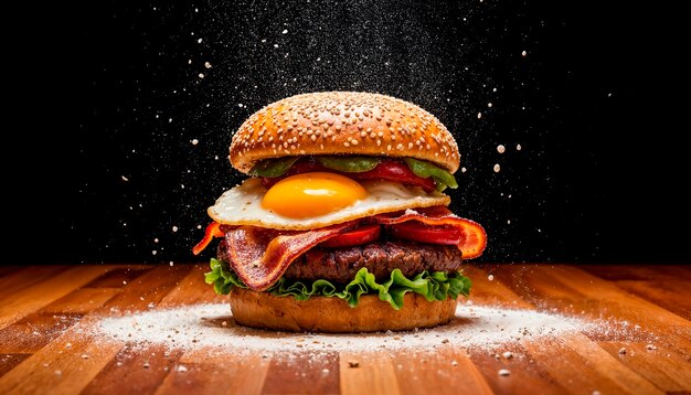 saftiger Burger mit Ei und Speck