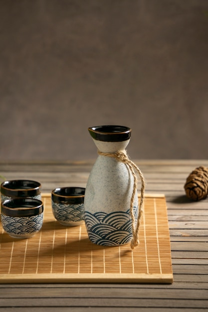 Sake ist ein japanisches Getränk mit Stillleben.