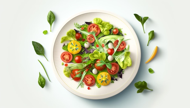 Kostenloses Foto salat mit frischem gemüse auf einer draufsicht der platte