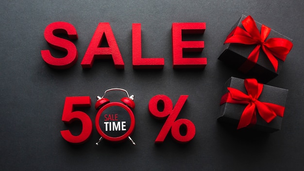 Sale fünfzig Prozent Rabatt mit Uhr