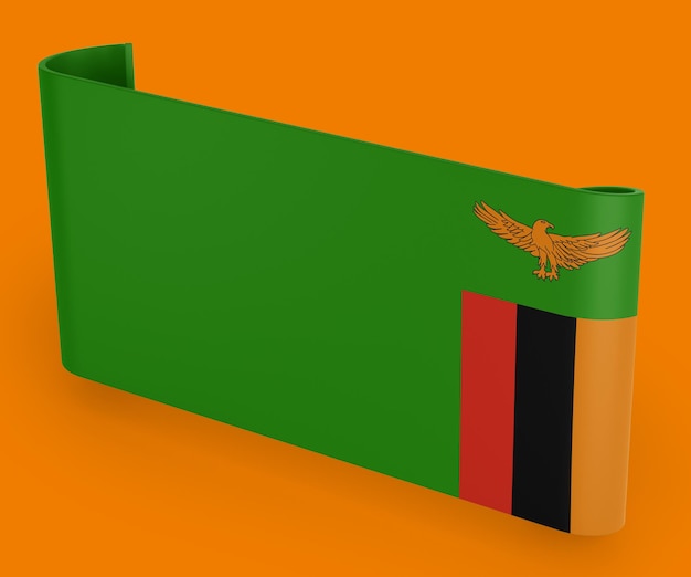 Sambia Flag Ribbon Banner