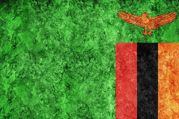 Sambia Metallische Flagge, strukturierte Flagge, Grunge-Flagge