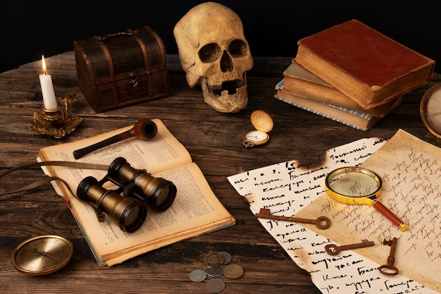 Sammlung von Piratenartefakten und Kopfgeld