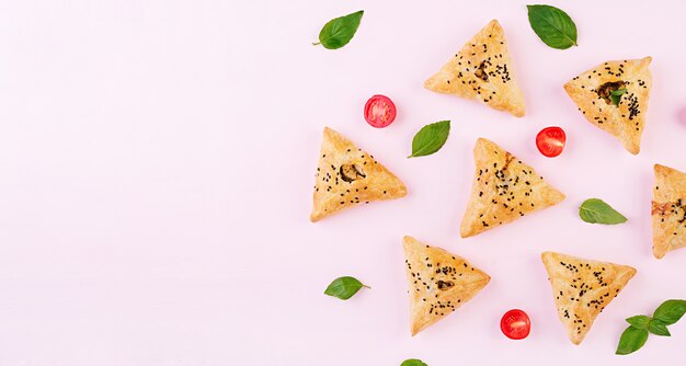 Samosas mit Hähnchenfilet und grünen Kräutern