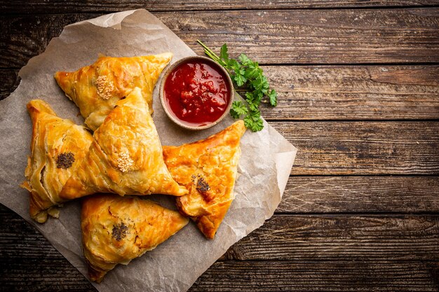 Samsa oder Samosas mit Fleisch