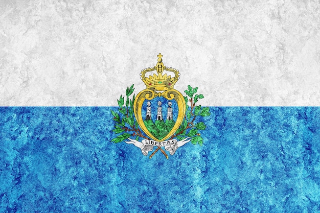 San Marino Metallic-Flagge, strukturierte Flagge, Grunge-Flagge