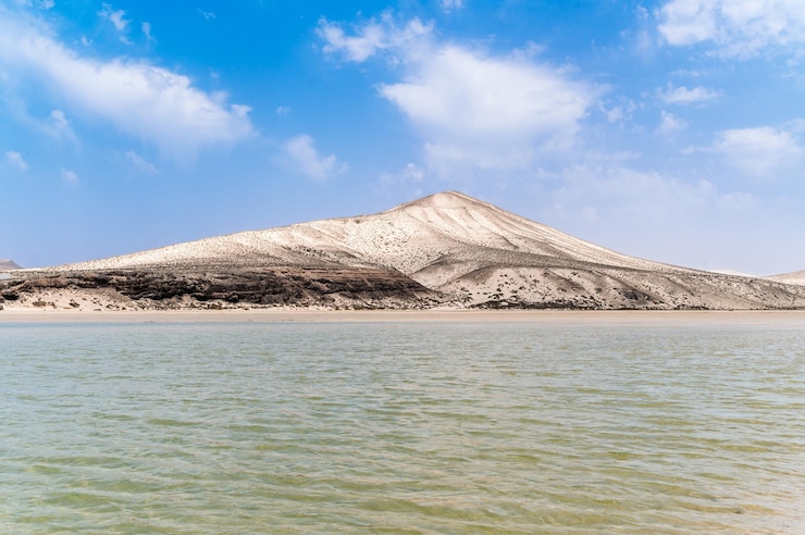 Kostenlose Foto sandküste in der nähe von ruhigem wasser