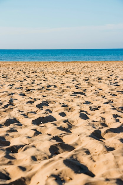 Sandstrand in der Nähe von blauem Meer