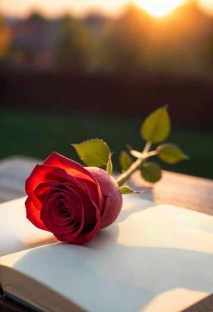 Kostenloses Foto sant jordi-feier mit buch und rose