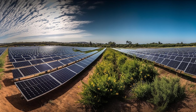 Kostenloses Foto saubere energieanlagen in reihe erzeugen von ki erzeugten strom