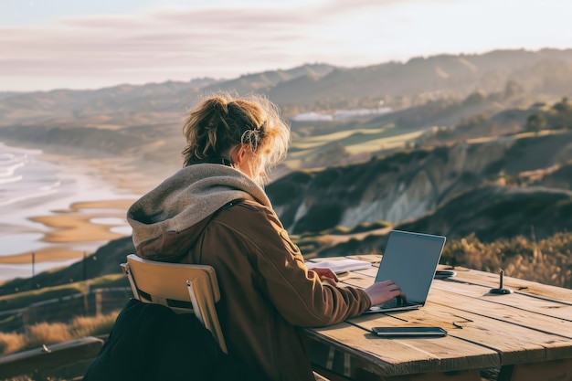 Kostenloses Foto scene with diverse young people being digital nomads and working remotely from dreamy locations