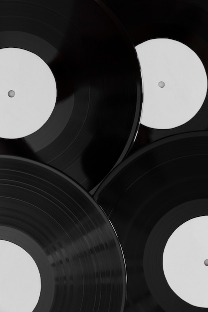 Schallplatten-Sortiment in Draufsicht
