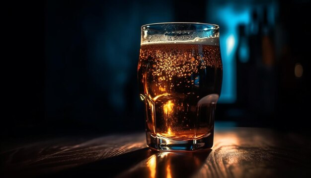Kostenloses Foto schaumiges bierglas spiegelt die von ki generierte feier in der bar wider