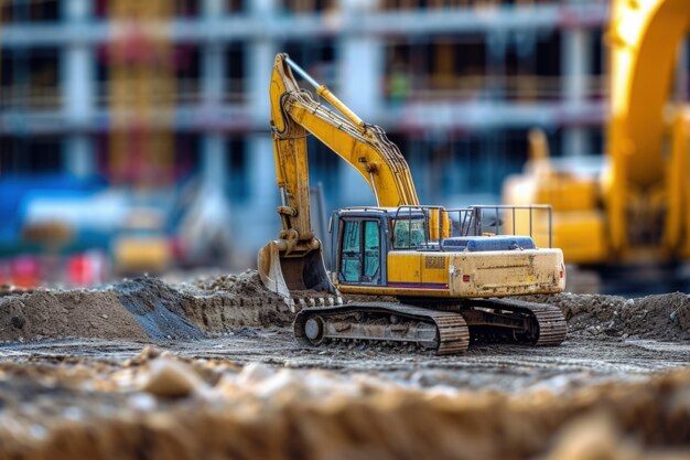 Schauplatz der Baustelle mit Ausrüstung