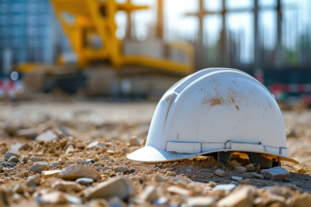 Schauplatz der Baustelle mit Ausrüstung