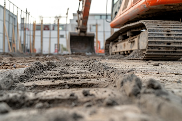 Schauplatz der Baustelle mit Ausrüstung