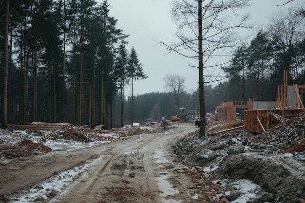 Schauplatz der Baustelle mit Ausrüstung