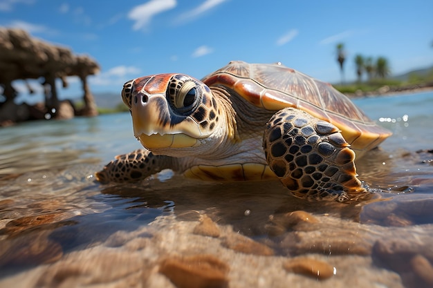 Kostenloses Foto schildkröte auf dem strand tapeten