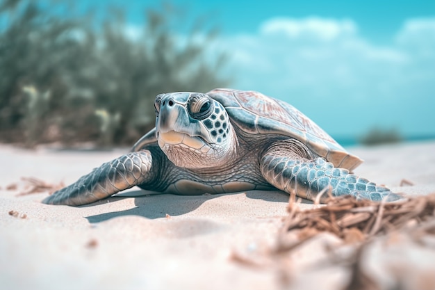 Kostenloses Foto schildkröte beim strandspaziergang