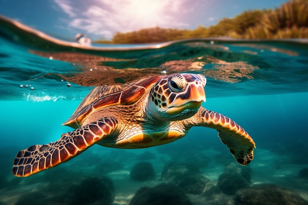 Kostenloses Foto schildkröten schwimmen im ozean