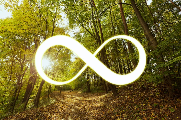 Kostenlose Foto schleifensymbol über inspirierender ansicht