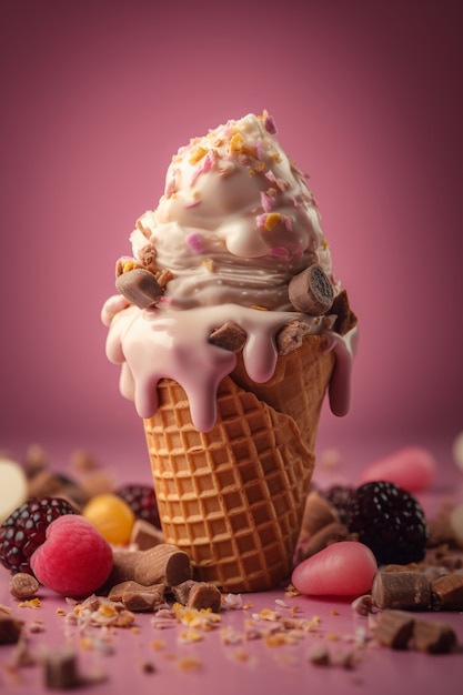 Kostenloses Foto schmelzendes eis mit beeren