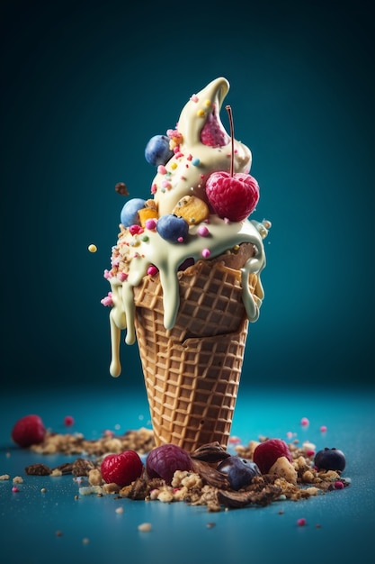 Kostenloses Foto schmelzendes eis mit beeren