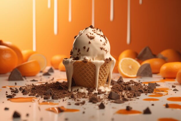 Schmelzendes Eis mit Orange