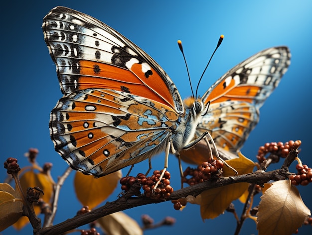 Kostenloses Foto schmetterling auf einem baumzweig