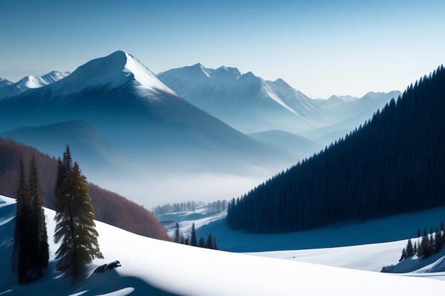 Schneebedeckte Berge in den Wintertapeten