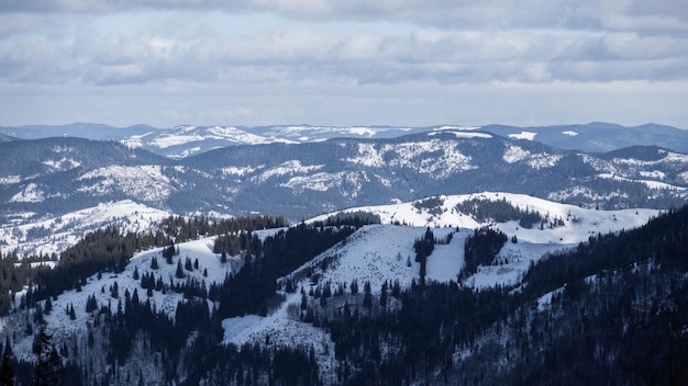 Kostenloses Foto schneebedecktes berggipfel-winterpanorama