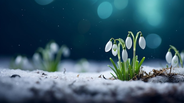 Schneeglöckchen kommen aus dem Boden