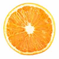Kostenloses Foto schneiden sie reife orange zitrusfrucht lokalisiert auf weiß.