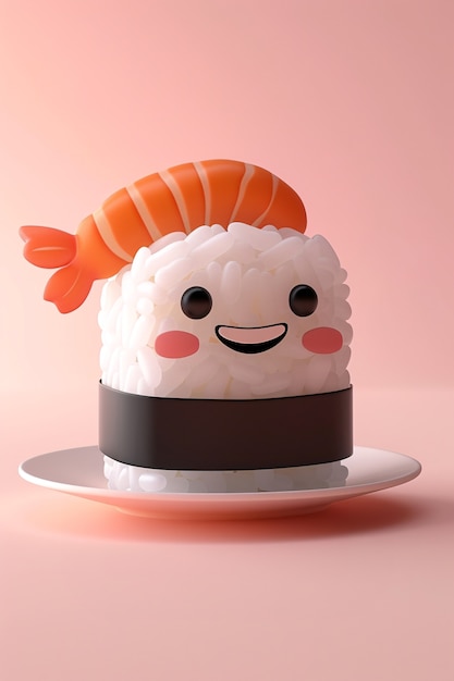 Kostenloses Foto schöne 3d-sushi mit gesicht