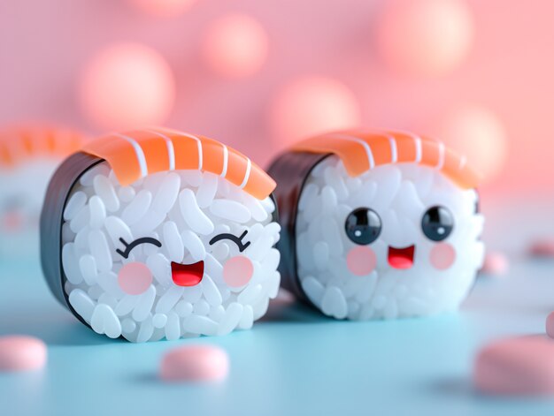 Schöne 3D-Sushi mit Gesicht