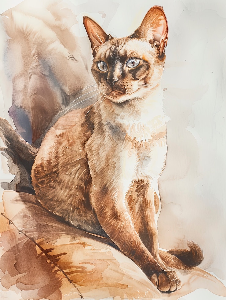 Kostenlose Foto schöne aquarell-katzenillustration
